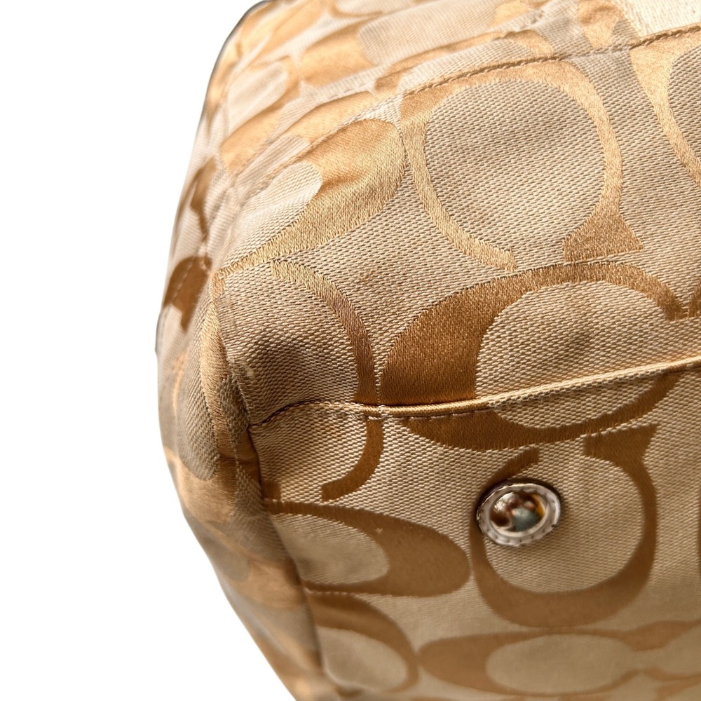 Coach Duffle Bag Large Gold Khaki Signature Jacquard Weekender Travel Bag - Picture 11 of 16
